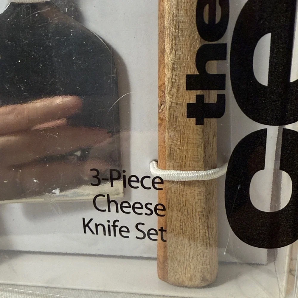 NIB 6 The Cellar 3pc Rustic Wood Stainless Steel Cheese Knife Charcuterie Set